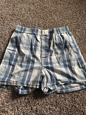 American Eagle Outfitters Blue Plaid Boxer Shorts